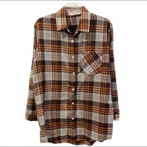 Nectar Clothing Button Down Plaid Shirt Size M Brown Flannel